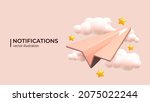 paper plane in pink sky.... | Shutterstock .eps vector #2075022244