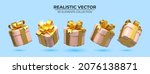 set of realistic 3d pink gift... | Shutterstock .eps vector #2076138871