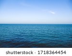 Calm mediterranean sea Ocean And Blue Sky Background waves soft surface, abstract background pattern