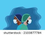 nurses in medical mask and hat. ... | Shutterstock .eps vector #2103877784