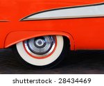 1950's Orange Car And Tire