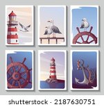 Set Of Cards With Lighthouse ...