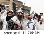 Small photo of Lerwick, Shetland Isles, Scotland, UK. 29th January 2019. Guizer Jarl John Nicolson (Thorstein Egilsson) of the Up Helly Aa viking fire festival which is unique to the Shetland Isles.