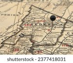 Small photo of Frederick County, Virginia vintage map marked by a black tack.