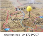 Small photo of Bozeman, Montana marked by a yellow map tack. The City of Bozeman is the county seat of Gallatin County, MT.