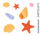 Set Of Sea Shells And Starfish...