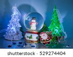 santa claus with rudolf and... | Shutterstock . vector #529274404