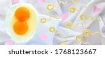 egg with two yolks and pasta... | Shutterstock . vector #1768123667