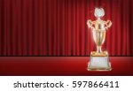 real bronze trophy with red... | Shutterstock .eps vector #597866411