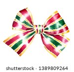 Watercolor Present  Bow. Hand...