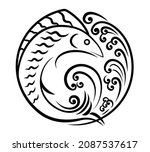 fish and wave. calligraphic... | Shutterstock .eps vector #2087537617