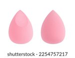 Set Makeup sponge pink on white background, Beauty blender isolated on white background. Bright sponges for cosmetics. Makeup products. Beauty concept.
