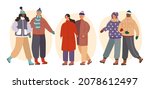 set of men and women in warm... | Shutterstock .eps vector #2078612497
