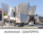 Small photo of Neo-Brutalism, Walt Disney Concert Hall designed by Frank Gehry at 111 South Grand Avenue in Downtown Los Angeles. Shot 8 August 2018.