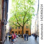 Small photo of Stockholm Sweden - May 10 2013: Branda tomten in the old town of Stockholm