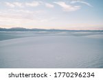 Skyline and picturesque landscape of dim white dunes of White Sands National Park in state of New Mexico United States
