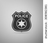 police badge icon on grey... | Shutterstock .eps vector #308582381