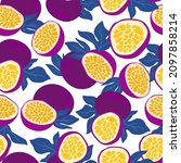 passion fruit. tropical fruit... | Shutterstock .eps vector #2097858214