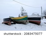 Wooden Fishing Boats Lie On The ...