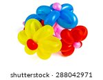 Small photo of Jocular bouquet of flowers made of colored balloons