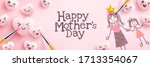 mother's day poster with cute... | Shutterstock .eps vector #1713354067