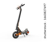 Small photo of Electric Scooter Isolated on White. Modern Personal Transport. Adult Foldable 800W Motor E-Scooter One-Step Fold for Commute & Travel Side View. Plug-In Electric Vehicle with Step Through Frame