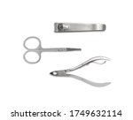 Small photo of Stainless steel Nail cilpper, Nail scissors isolated top view on white background for beauty care concept