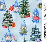 Christmas Cute Blue Gnomes With ...
