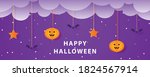 halloween paper cut banner... | Shutterstock .eps vector #1824567914