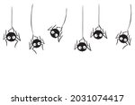 cute black spiders hanging and... | Shutterstock .eps vector #2031074417