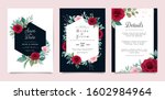 set of card with flowers. blue... | Shutterstock .eps vector #1602984964
