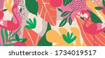 colorful flowers and leaves... | Shutterstock .eps vector #1734019517
