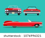 Retro Red Car Vintage Isolated. ...