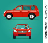 red car two angle set. car with ... | Shutterstock .eps vector #768891397