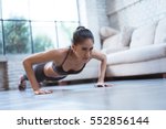 Asian women exercise indoor at home she is acted 