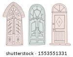 set of vintage vector doors.... | Shutterstock .eps vector #1553551331