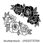 roses border  flower design... | Shutterstock .eps vector #1932573704