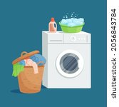 home laundry concept. washing... | Shutterstock .eps vector #2056843784