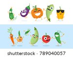 funny vegetable characters  ... | Shutterstock .eps vector #789040057