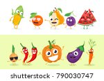 funny fruit and vegetables  ... | Shutterstock .eps vector #790030747