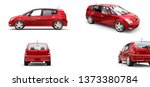 set red city car with blank... | Shutterstock . vector #1373380784