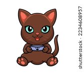 Cute Havana Brown Cat Cartoon...