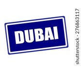 Dubai White Stamp Text On Blue...