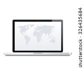 vector laptop with map of world ... | Shutterstock .eps vector #326435684