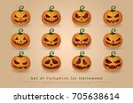 set of pumpkins for halloween.... | Shutterstock .eps vector #705638614