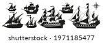 pirate boats and old different... | Shutterstock .eps vector #1971185477