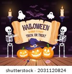 halloween party poster with... | Shutterstock .eps vector #2031120824