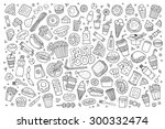 fast food doodles hand drawn... | Shutterstock .eps vector #300332474