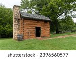 Small photo of Slave cabin at Booker T. Washington National Monument in rural Virginia. Tobacco farm where educator and leader Booker T. Washington was born into slavery and later freed by Emancipation Proclamation.