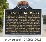 Small photo of Greenwood, Mississippi -Feb 18, 2024: Site of Bryant's Grocery and Meat Market, Mississippi Freedom Trail marker. Where Emmett Till whistled at Carolyn Bryant. Civil Rights touchstone.
